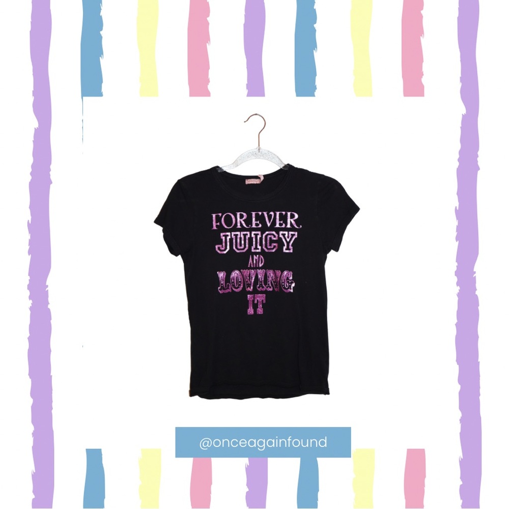 Juicy Couture Black Tee with Pink Text